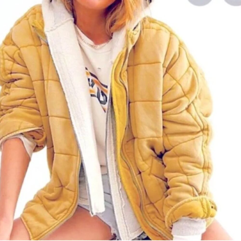 ✨ SALE✨NWD BEST Free People Dolman Quilted Knit Jacket - Pineapple Punch - Picture 2 of 7